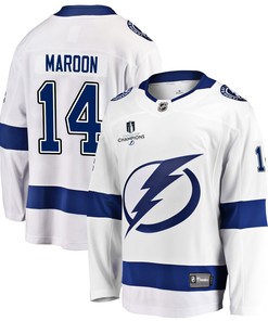 Tampa Bay Lightning Patrick Maroon 14 Away 2022 Stanley Cup Champions Breakaway Men Jersey - White - Robokeg