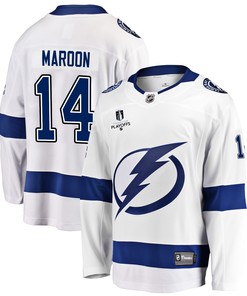 Tampa Bay Lightning Patrick Maroon 14 Away 2022 Stanley Cup Playoffs Breakaway Men Jersey - White - Robokeg