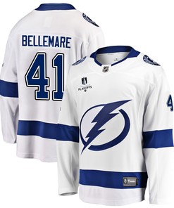 Tampa Bay Lightning Pierre-Edouard Bellemare 41 Away 2022 Stanley Cup Playoffs Breakaway Men Jersey - White - Robokeg