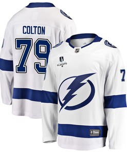 Tampa Bay Lightning Ross Colton 79 Away 2022 Stanley Cup Playoffs Breakaway Men Jersey - White - Robokeg