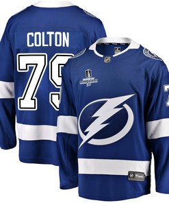 Tampa Bay Lightning Ross Colton 79 Home 2022 Stanley Cup Champions Breakaway Men Jersey - Blue - Robokeg