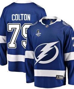 Tampa Bay Lightning Ross Colton 79 Home 2022 Stanley Cup Final Breakaway Men Jersey - Blue - Robokeg