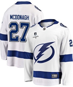 Tampa Bay Lightning Ryan McDonagh 27 Away 2022 Stanley Cup Playoffs Breakaway Men Jersey - White - Robokeg
