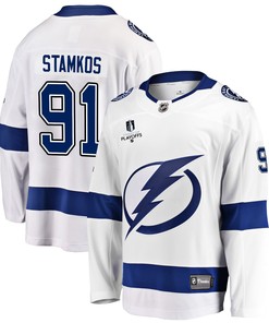 Tampa Bay Lightning Steven Stamkos 91 Away 2022 Stanley Cup Playoffs Breakaway Men Jersey - White - Robokeg