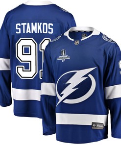 Tampa Bay Lightning Steven Stamkos 91 Home 2022 Stanley Cup Champions Breakaway Men Jersey - Blue - Robokeg
