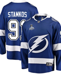 Tampa Bay Lightning Steven Stamkos 91 Home 2022 Stanley Cup Playoffs Breakaway Men Jersey - Blue - Robokeg
