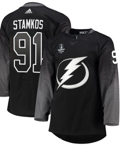 Tampa Bay Lightning Steven Stamkos 91 alternate 2022 Stanley Cup Final Breakaway Men Jersey - black - Robokeg