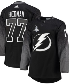 Tampa Bay Lightning Victor Hedman 77 Alternate 2022 Stanley Cup Champions Breakaway Men Jersey - Black - Robokeg