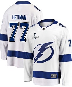 Tampa Bay Lightning Victor Hedman 77 Away 2022 Stanley Cup Champions Breakaway Men Jersey - White - Robokeg