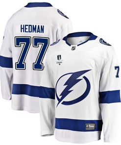 Tampa Bay Lightning Victor Hedman 77 Away 2022 Stanley Cup Final Breakaway Men Jersey - White - Robokeg