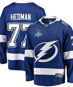 Tampa Bay Lightning Victor Hedman 77 Home 2022 Stanley Cup Champions Breakaway Men Jersey - Blue - Robokeg