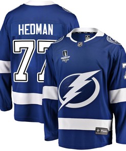 Tampa Bay Lightning Victor Hedman 77 Home 2022 Stanley Cup Final Breakaway Men Jersey - Blue - Robokeg