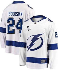 Tampa Bay Lightning Zach Bogosian 24 Away 2022 Stanley Cup Playoffs Breakaway Men Jersey - White - Robokeg