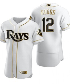 Tampa Bay Rays #12 Wade Boggs Mlb Golden Brandedition White Jersey Gift For Rays Fans - Robokeg