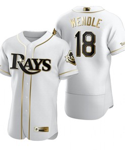 Tampa Bay Rays #18 Joey Wendle Mlb Golden Brandedition White Jersey Gift For Rays Fans - Robokeg