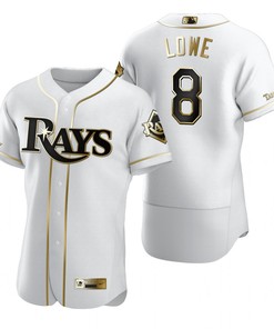 Tampa Bay Rays #8 On Lowe Mlb Golden Brandedition White Jersey Gift For Rays Fans - Robokeg