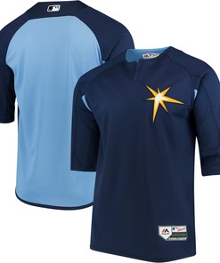 Tampa Bay Rays Majestic Authentic Collection On-field 3/4-sleeve Batting Practice Jersey - Navy/light Blue Mlb - Robokeg