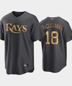 Tampa Bay Rays Shane McClanahan 18 2022-23 All-Star Game AL Charcoal Jersey - Robokeg