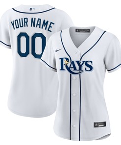Tampa Bay Rays Womens Home Replica Custom Jersey - White Custom Jerseys Mlb - Robokeg