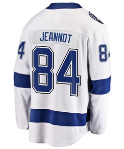 Tanner Jeannot 84 Tampa Bay Lightning Stanley Cup 2023 Playoffs Patch Away Breakaway Men Jersey - White - Robokeg