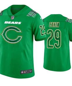 Tarik Cohen Chicago Bears #29 Jersey St. Patricks Day Kelly Green Lucky - Men - Robokeg
