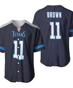 Tennessee Titans A J Brown #1 Nfl New Game Navy 2019 3d Designed Allover Gift For Titans Fans Baseball Jersey - Robokeg