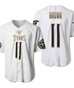 Tennessee Titans A. J. Brown #11 Nfl Great Player White 100th Season Golden Brandedition Jersey Style Gift For Titans Fans Baseball Jersey - Robokeg