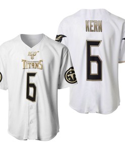 Tennessee Titans Brett Kern #6 Nfl Great Player White 100th Season Golden Brandedition Jersey Style Gift For Titans Fans Baseball Jersey - Robokeg