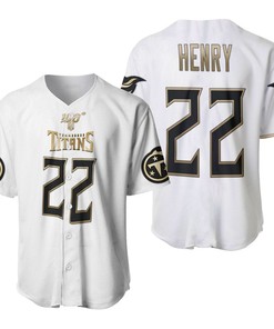 Tennessee Titans Derrick Henry #22 Nfl Great Player White 100th Season Golden Brandedition Jersey Style Gift For Titans Fans Baseball Jersey - Robokeg