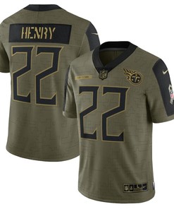 Tennessee Titans Derrick Henry 222 Nfl Olive 2021 Salute To Service Player Men Jersey For Titans Fans - Robokeg