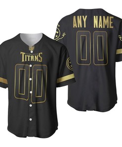 Tennessee Titans Nfl America Football Team Logo Black Golden Brandedition 3d Designed Allover Custom Gift For Titans Fans Baseball Jersey - Robokeg