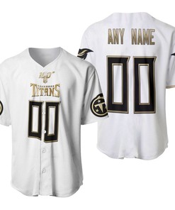 Tennessee Titans Nfl American Football White 100th Season Golden Brandedition Jersey Style Custom Gift For Titans Fans Baseball Jersey - Robokeg