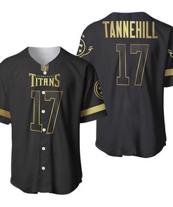 Tennessee Titans Ryan Tannehill #17 Nfl America Football Team Logo Black Golden Brandedition 3d Designed Allover Gift For Titans Fans Baseball Jersey - Robokeg