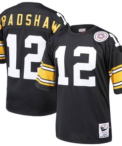 Terry Bradshaw Pittsburgh Steelers Mitchell & Ness 1975 Authentic Throwback Retired Player Jersey - Black Nfl - Robokeg
