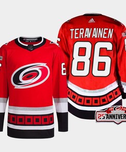 Teuvo Teravainen 86 Carolina Hurricanes Red Jersey 2022-23 Third 25th Anniversary - Robokeg
