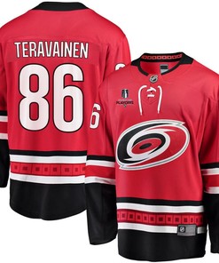 Teuvo Teravainen 86 Carolina Hurricanes Stanley Cup 2023 Playoffs Patch Home Breakaway Men Jersey - Red - Robokeg