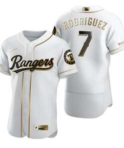 Texas Rangers #7 Ivan Rodriguez Mlb Golden Brandedition White Jersey Gift For Rangers Fans - Robokeg
