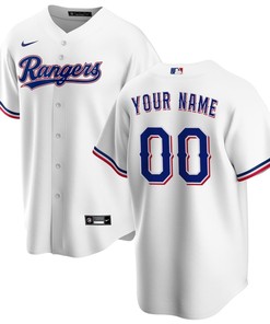 Texas Rangers Home Custom Men Jersey - White - Robokeg