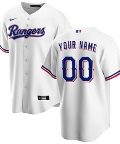 Texas Rangers Home Replica Custom Jersey - White Custom Jerseys Mlb - Robokeg