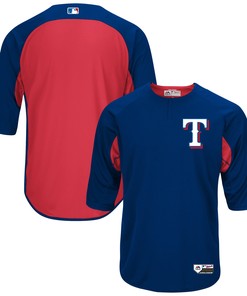 Texas Rangers Majestic Authentic Collection On-field 3/4-sleeve Batting Practice Jersey - Royal/red Mlb - Robokeg