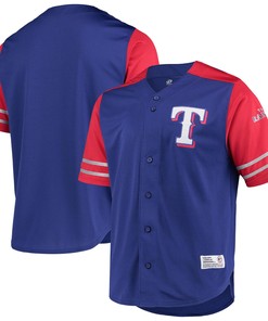 Texas Rangers Stitches Button-Up Jersey - Royal/Red Jersey - Robokeg