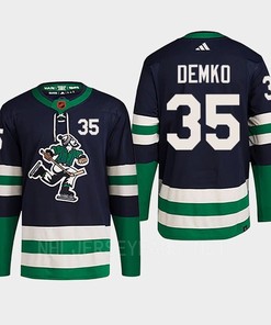 Thatcher Demko 35 Reverse Retro 2.0 2022 Vancouver Canucks Navy Jersey Primegreen - Robokeg
