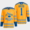 Thomas Greiss 1 Reverse Retro 2.0 2022 St. Louis Blues Yellow Jersey Primegreen - Robokeg