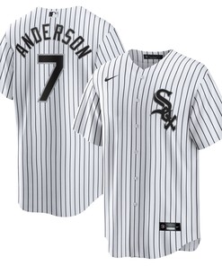 Tim Anderson Chicago White Sox Home Replica Player Jersey - White/black Mlb - Robokeg