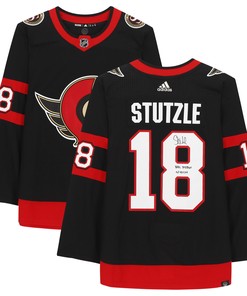 Tim Stutzle Ottawa Senators Autographed Black Jersey With Nhl Debut 1/15/21 Inscription - Robokeg