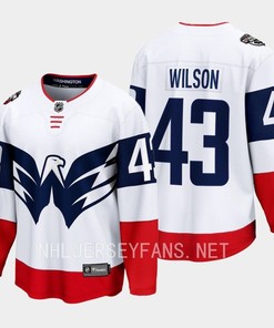 Tom Wilso 43 Washington Capitals 2023 Jersey Stadium White Primegreen - Robokeg