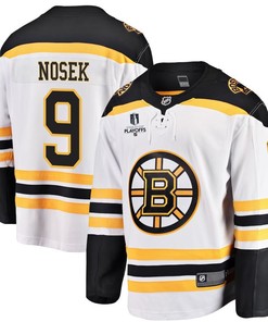 Tomas Nosek 9 Boston Bruins Stanley Cup 2023 Playoffs Patch Away Breakaway Men Jersey - White - Robokeg