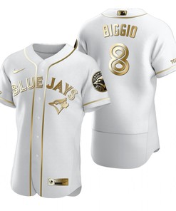 Toronto Blue Jays #8 Cavan Biggio Mlb Golden Brandedition White Jersey Gift For Blue Jays Fans - Robokeg