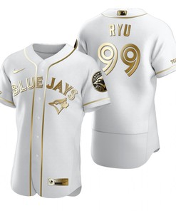 Toronto Blue Jays #99 Hyun-jin Ryu Mlb Golden Brandedition White Jersey Gift For Blue Jays Fans - Robokeg