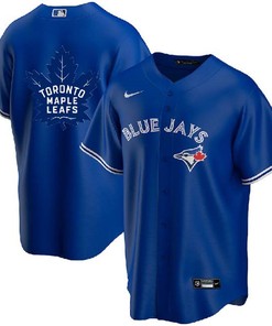 Toronto Blue Jays Leafs Royal With Royal Leafs Log Cool Base Stitched Jersey - Robokeg